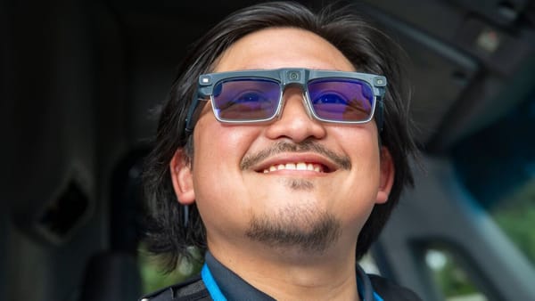 An amazon delivery driver wearing a pair of AI-powered smartglasses